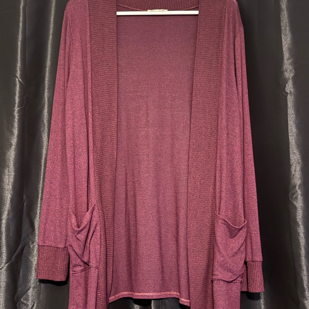 Promesa Open-Front Cardigan in Plum